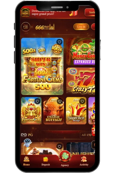Colorful grid of mobile game thumbnails showing lucky draw wheels, card games, slot machines, and puzzle icons available on 666 RS Game