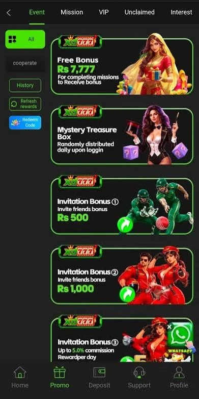 XD777 Game bonuses and promotions
